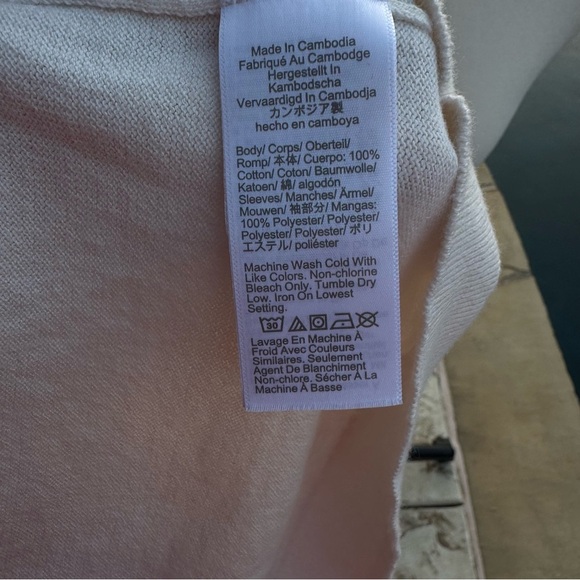 J. Crew Factory Mixed Media Cream for Knit Top with Blue Paisley Sleeves - Picture 5 of 10